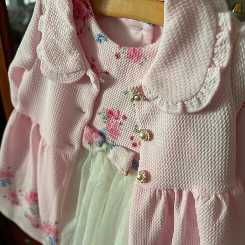 Pink Baby Girl Coat and Dress Outfit 12 months - Picture 6 of 14